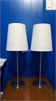 Silver Tone Tall Night Table Lamps - 1