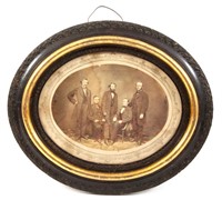 FRAMED 19TH C. CABINET CARD PORTRAIT OF FIVE MEN