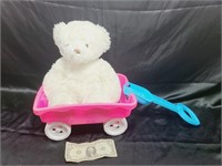 White Teddy In A Sand Wagon