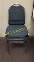 3 stackable office chairs metal and fabric