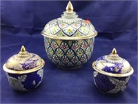 Cobalt & Gold Etc Trimmed Porcelain Deco Pieces