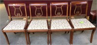 Set of Four Walnut Lyre Back Dining Chairs