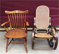 Vintage Maple Arm Chair and Bentwood Rocker