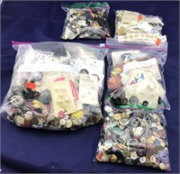 Tray Lot of Several Bags of Buttons