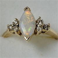 14k Gold .54 Ct Marquise Opal Diamond Accent