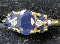 14k Gold Sapphire Diamond Accent Ring 1.8 Dwt