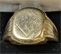10k Gold Monogrammed Men's Signet Ring 2.4 Dwt