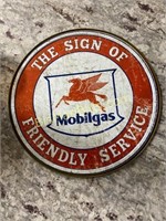 Mobilgas Embossed Metal Sign