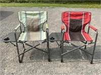 NICE PAIR OF FOLDING CHAIRS WITH SIDE TABLES