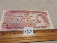1974 CANADIAN 2 DOLLAR BILL