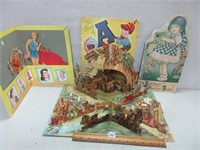 VINTAGE PAPER CUTOUT DOLL, PLAY SET AND BOOKS