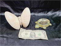 Shell Butterfly & Acrylic Turtle Dish
