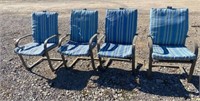 SET OF 4 PATIO CHAIRS WITH CUSHIONS