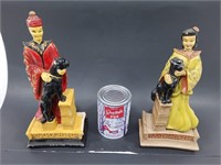 2 appui- livres figurines asiatique en plâtre