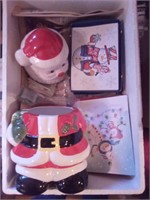 Santa Claus, cards and Christmas decor