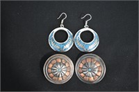 2 pcs Earrings One Pair Silver .925 Mexico