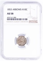 Coin 1853 Seated Liberty Half Dime NGC - AU58