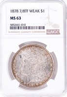 Coin NGC Graded 1878 - 7/8 TF Morgan Dollar - MS63