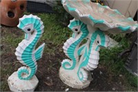 Cement Sea Horse Bird Bath