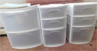 Three plastic organization storage units w/drawers