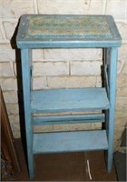 Wooden 2 step stool, painted blue