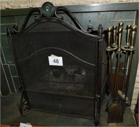 Metal fireplace screen - fireplace brass tools and