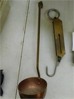 Copper ladle - brass fisherman's scale