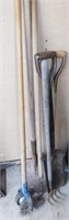 Long handled tools: spade - 2 sand scoops - lawn