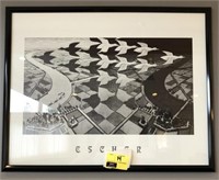 MC Escher Day and Night print. Framed size is
