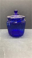Cobalt Candy Jar in Sharon Rose Pattern