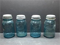 #3,6,3,7, blue qt. Jar with zinc lids
