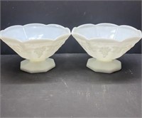 2 milk glass bowls