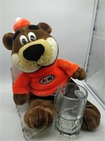 Collectible A&W Glass Mug and Stuffed Bear