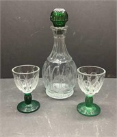 Early wine decanter and glass