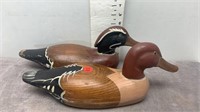 2- 13IN CARVED HAD PAINTED WOOD DUCKS