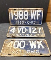 3 1963 Licenses plates
