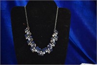 Silvertone & faux diamond costume necklace