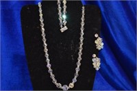 Vintage aurora crystal necklace earing & bracelet