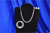 Vintage chocker aurora crystal bead necklace &clip