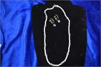 Vintage bead & aurora crystal necklace w/earings