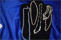 Vintage blue & peach crystal necklace