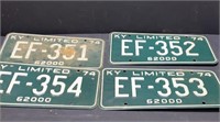 4 1974 License plates in numerical order