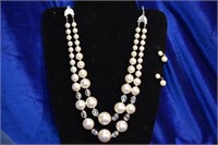 Vintage faux necklace &earing pearl sets