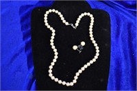 Vintage faux pearl necklace &earing lot