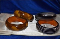 2pr wood bangle bracelets