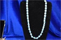Blue &white glass bead necklace