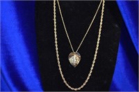 Gold plate rope chain & leaf on chain