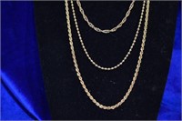 gold tone rope,bead,and gold otnbe chains