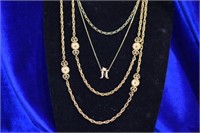 2 hold chians nd 1 gold &faux diamond necklace