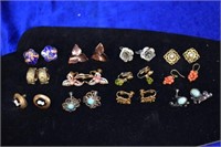 12pr vintage costume earings clip& pierced